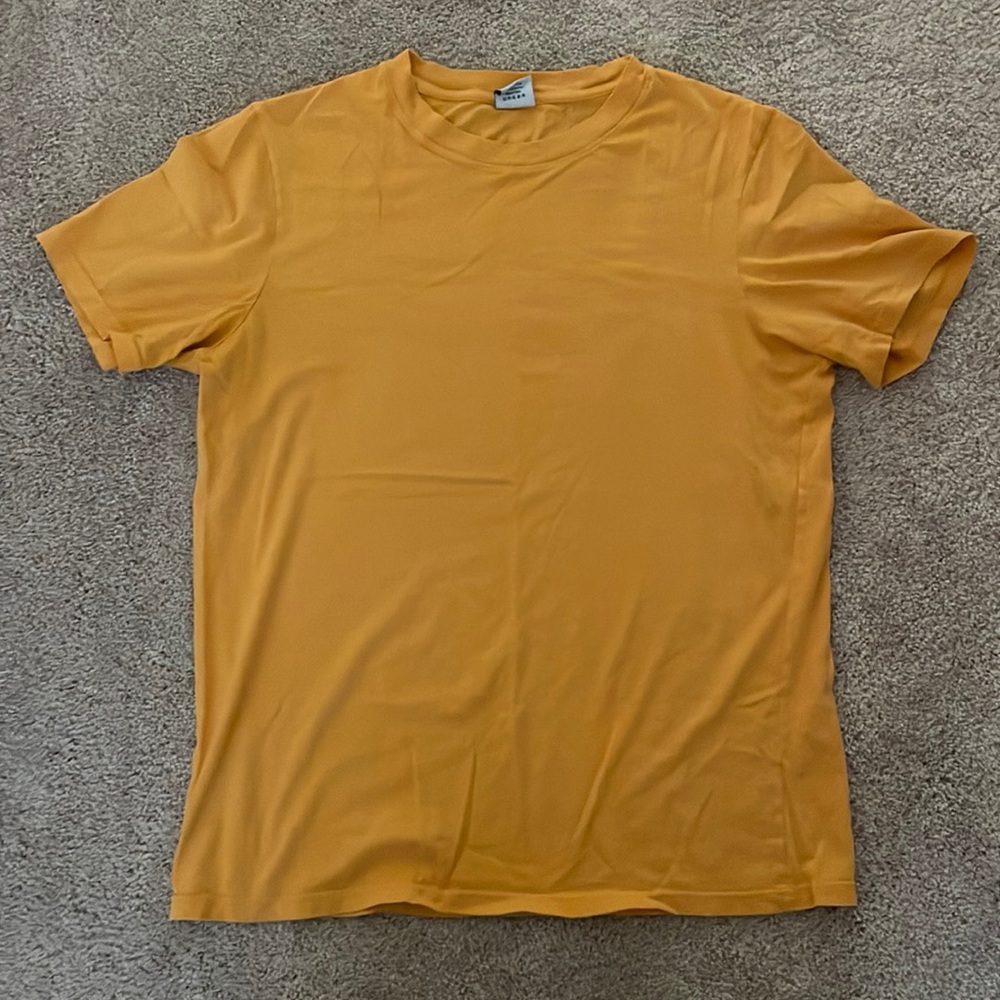 Mens Outdoor Voices Yellow Cotton Tee